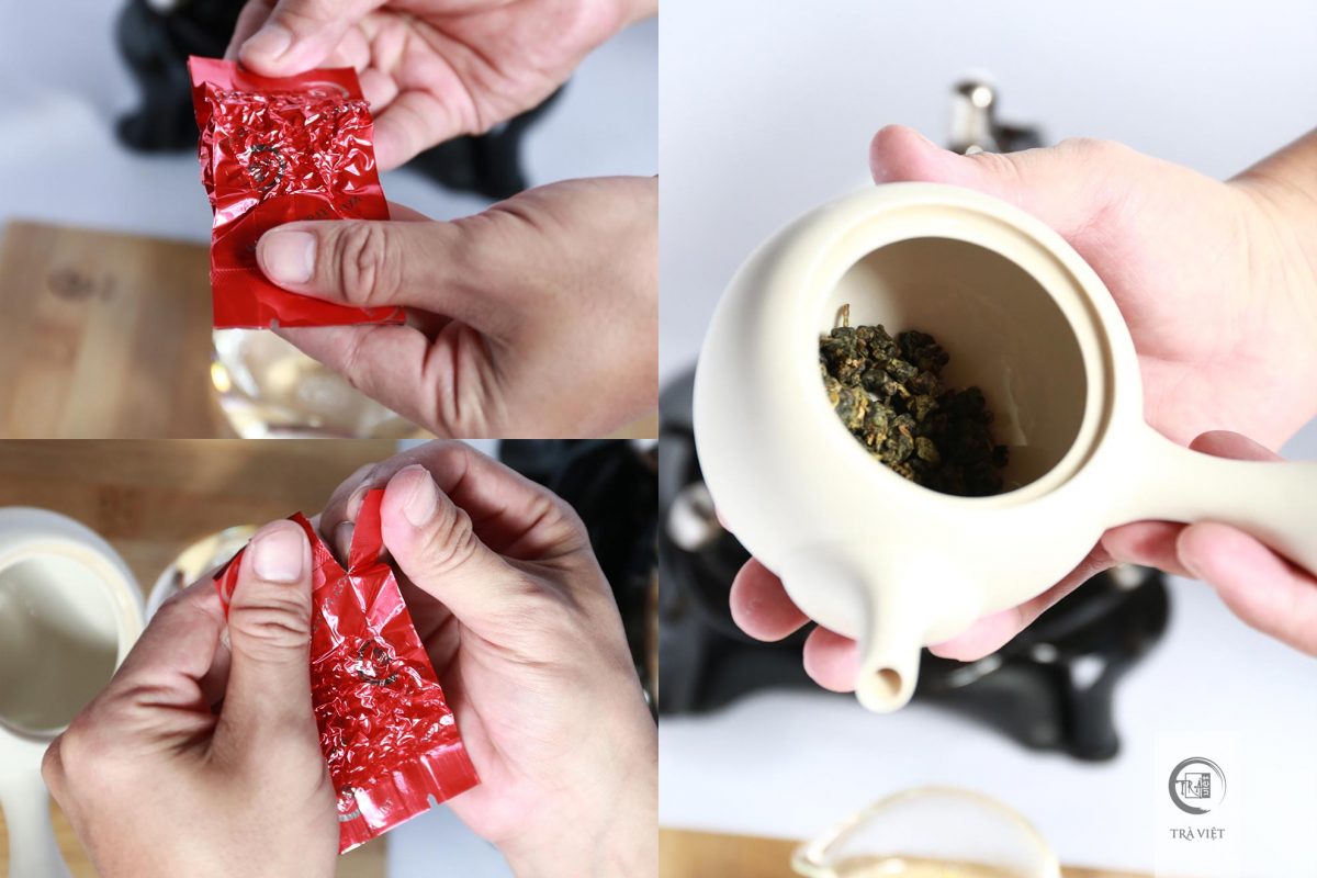 Put tea leaves into teapot