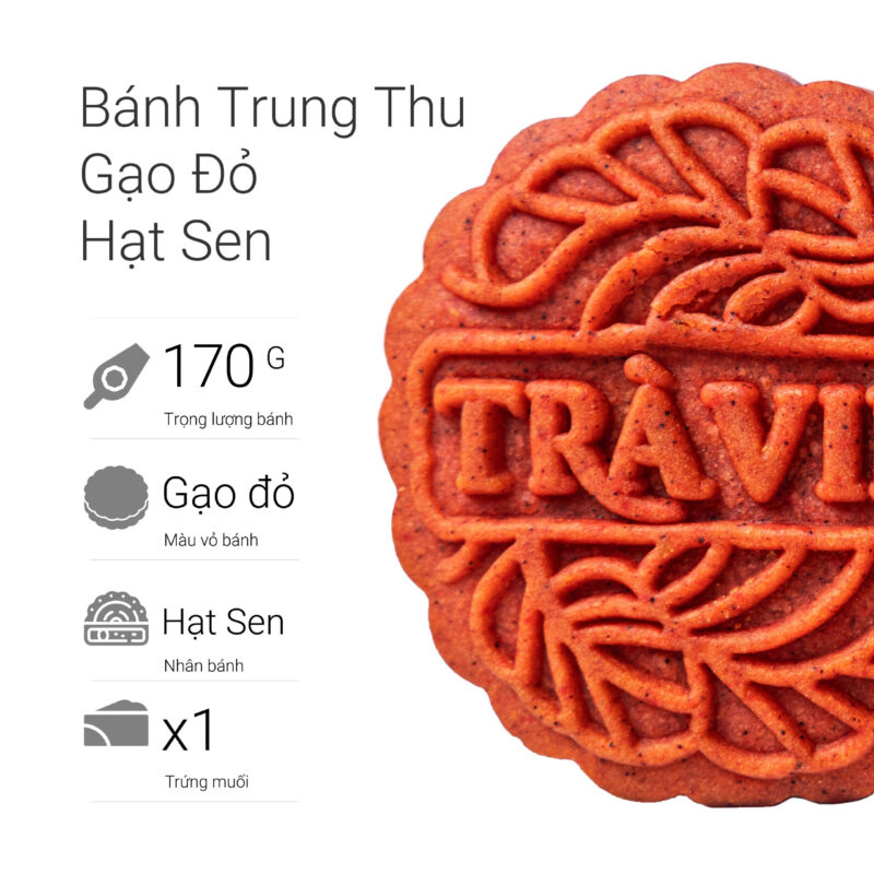 Bánh trung thu gạo đỏ hạt sen Trà Việt
