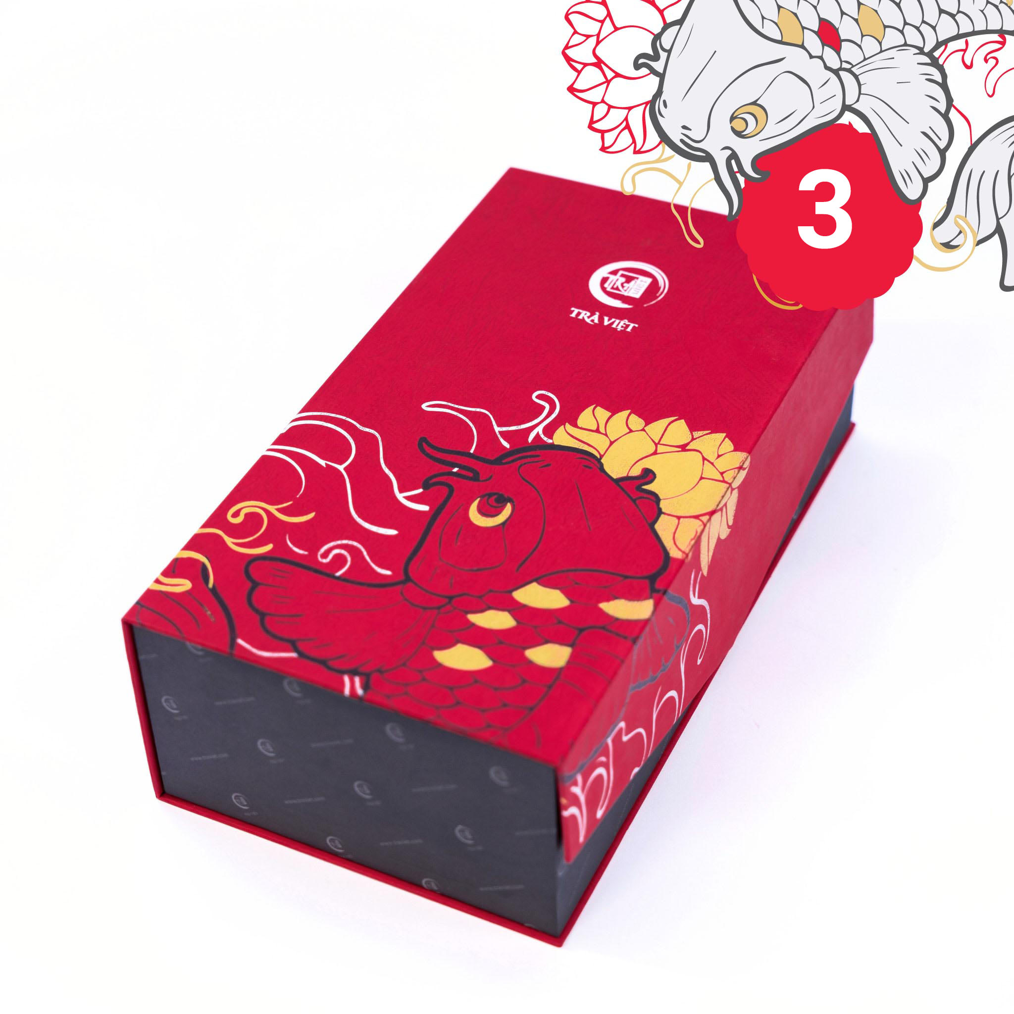 Hộp Bánh Trung Thu 03 - Trà Sâm Dứa, Bánh Gạo Đỏ Hạt Sen