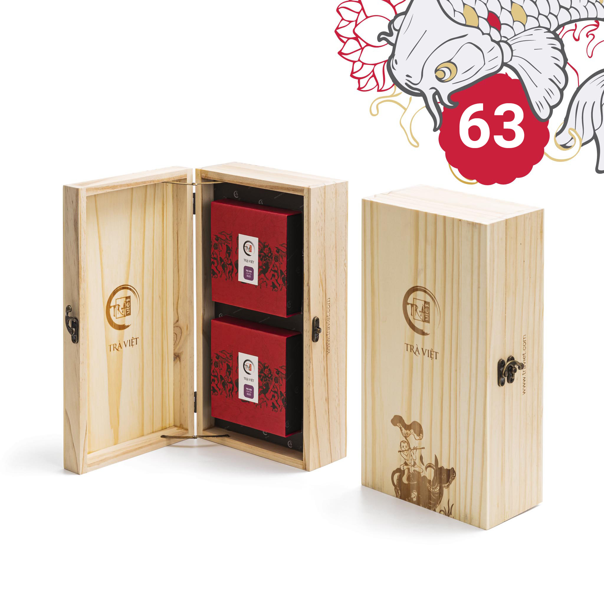 Hộp Bánh Trung Thu 63 - Trà Shan Tuyết, Bánh Gà Quay Sốt X.O