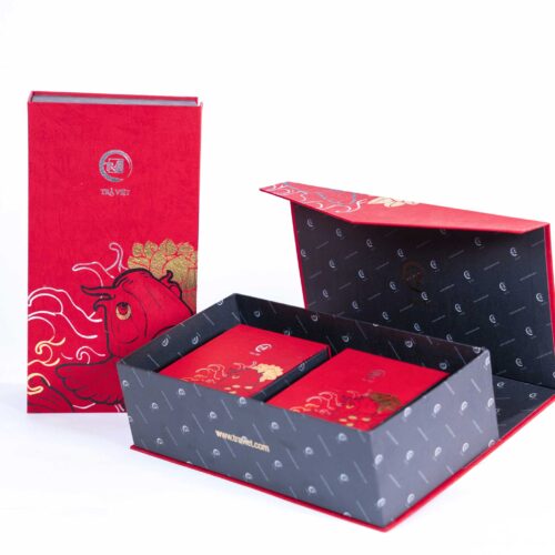 Hộp bánh trung thu cao cấp Trà Việt - hộp an khang mở nắp ngang