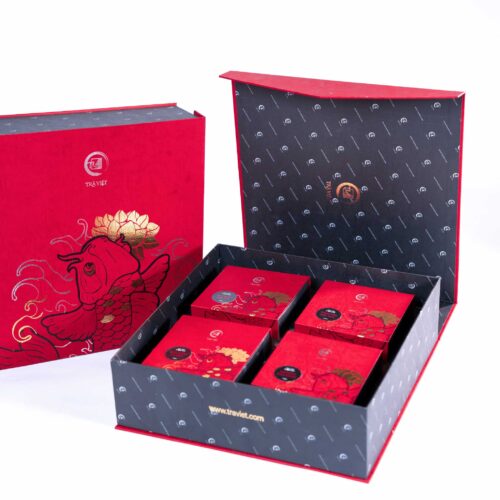Hộp bánh trung thu cao cấp Trà Việt - hộp thịnh vượng mở nắp