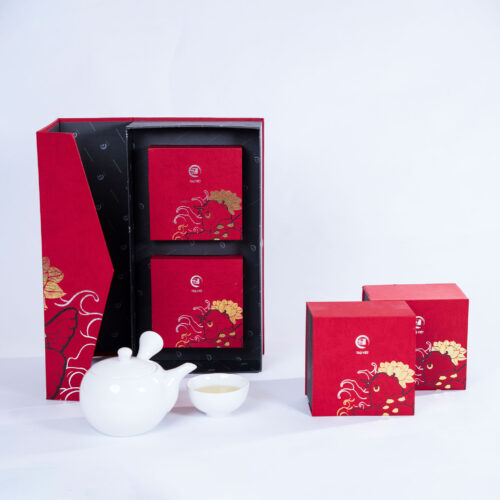 Hộp bánh trung thu cao cấp Trà Việt - hộp mở nắp có ấm trà