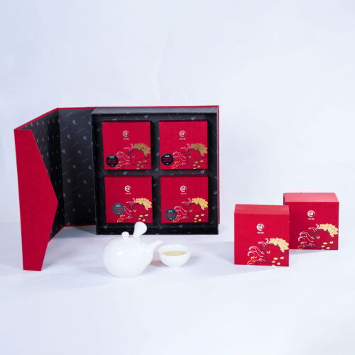 Hộp bánh trung thu cao cấp Trà Việt - hộp thịnh vượng mở nắp có ấm trà