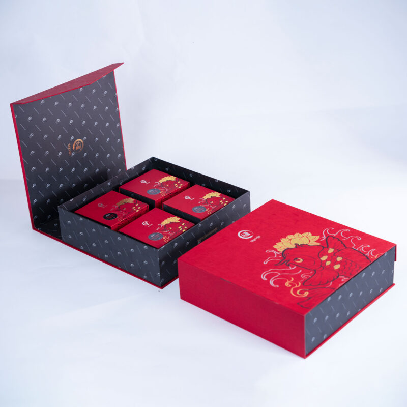 Hộp bánh trung thu cao cấp Trà Việt - hộp thịnh vượng mở nắp Chéo