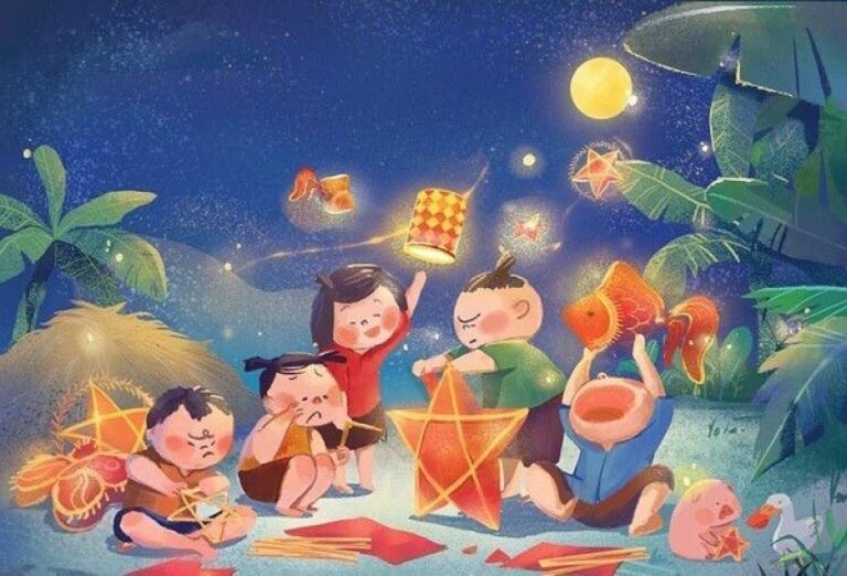 Trung thu là tết đoàn viên - trẻ em làm lồng đèn