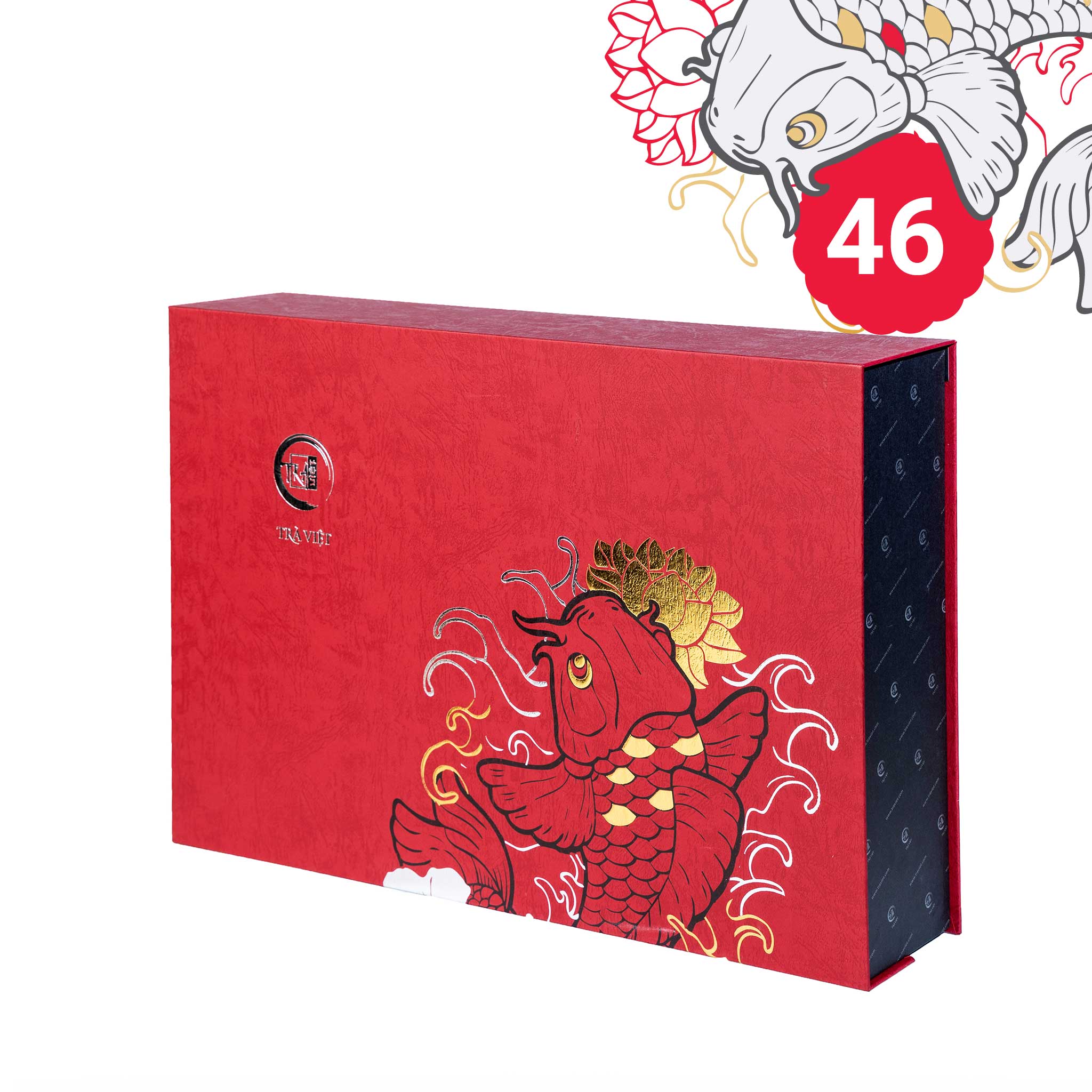 Hộp Bánh Trung Thu 46 - Bộ ấm trà sứ, bánh Gà Quay, Đậu Xanh, trà Lài, trà Nõn Tôm