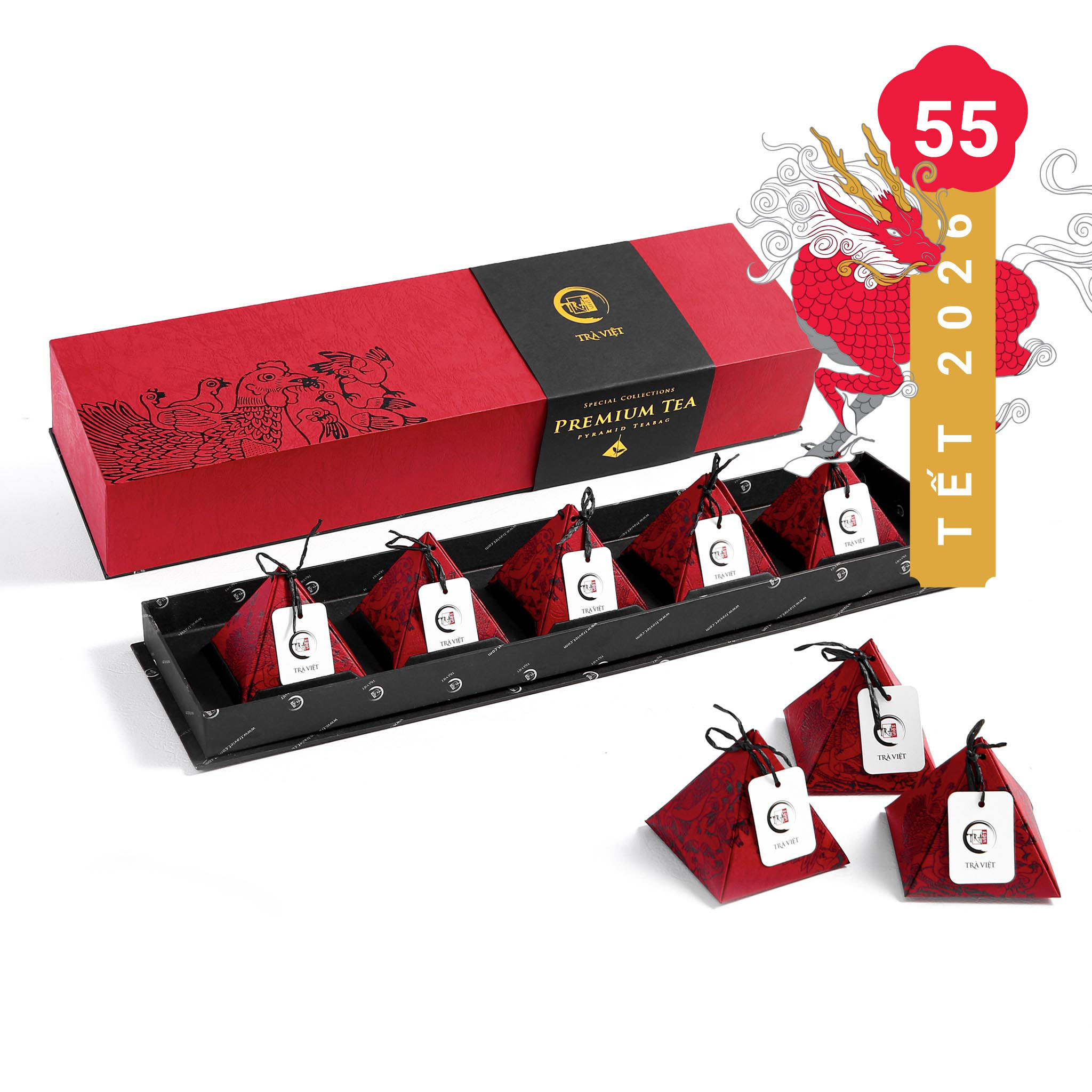 Hộp quà tết tặng khách hàng 5 loại trà thảo mộc - Trà Việt QT55