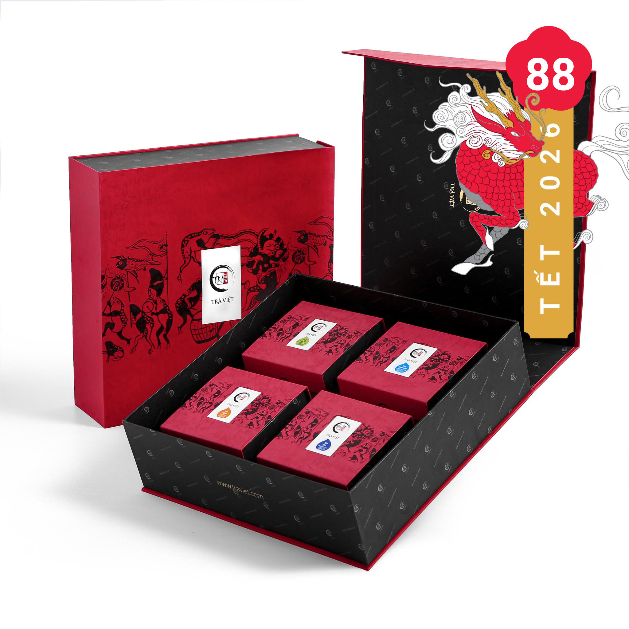 Hộp quà tết sang trọng tặng sếp, người lớn tuổi - Trà Việt QT88