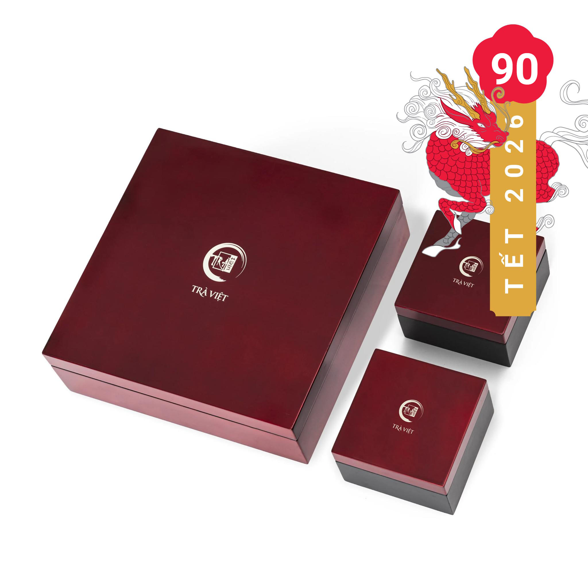Hộp quà tết sơn mài siêu sang - Trà Việt QT90