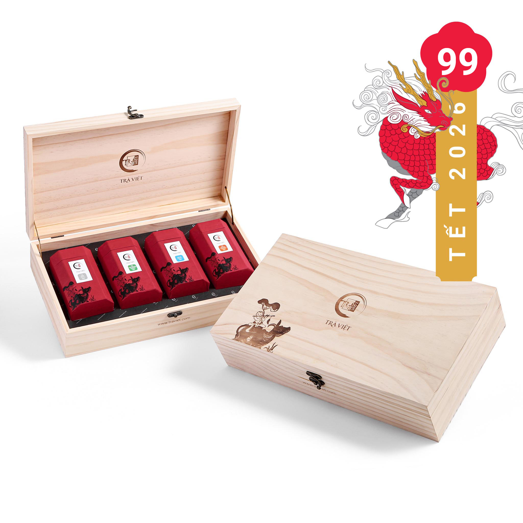 Hộp quà tết cao cấp tặng ông bà, sếp, khách VIP - Trà Việt QT99